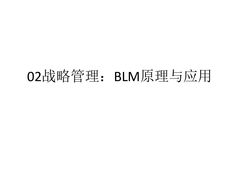 BLM模型方法论