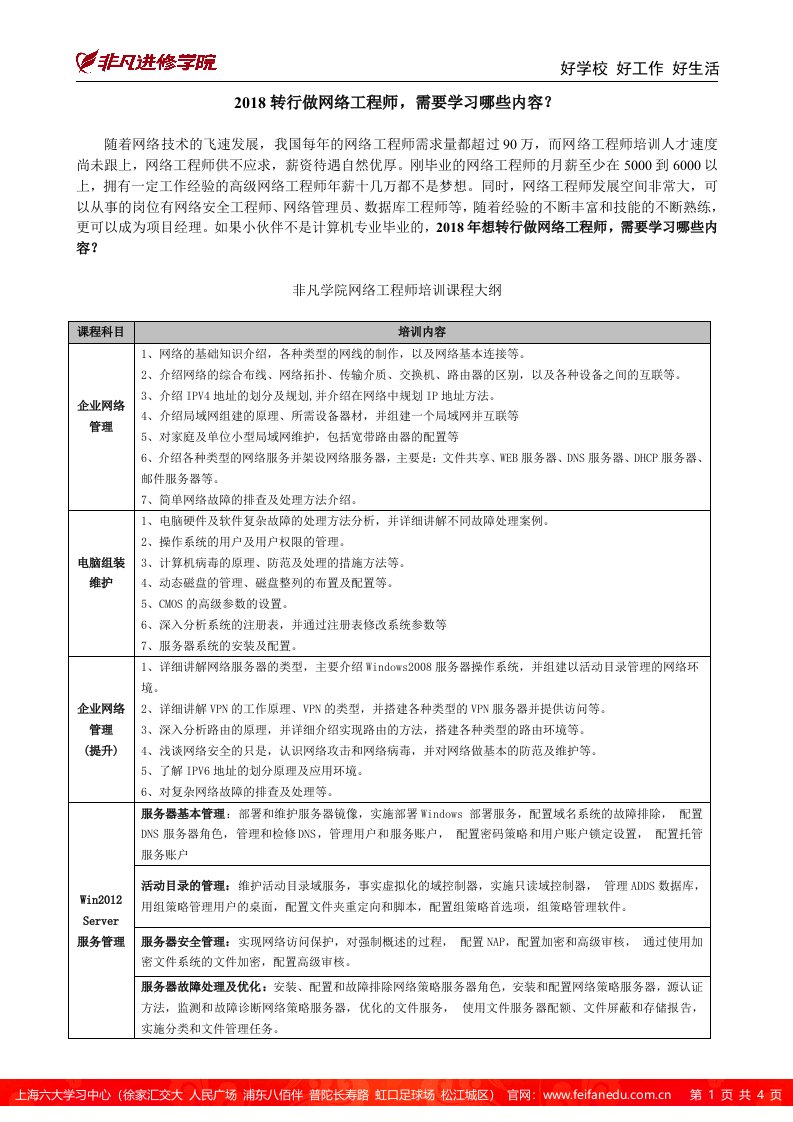 2018转行做网络工程师,需要学习哪些内容