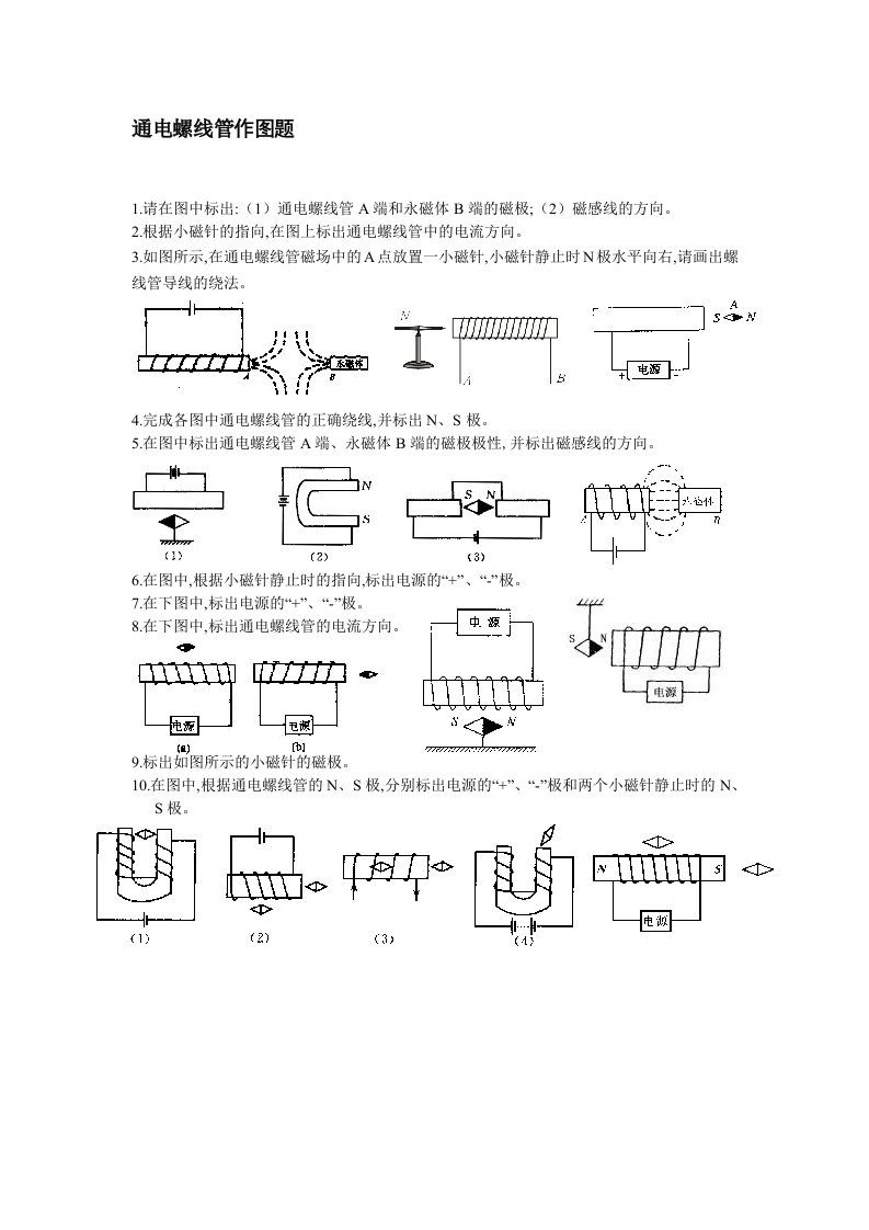 通电螺线管作图题