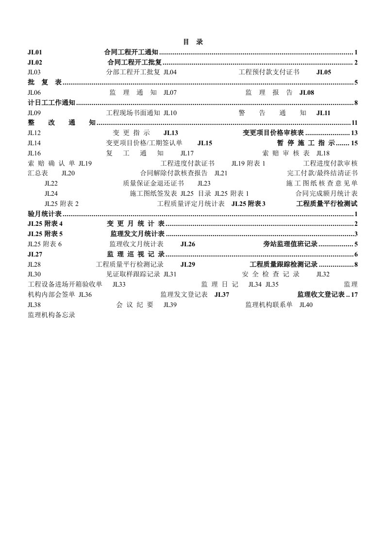 管理制度-施工监理规范工作常用表格新的监理规范