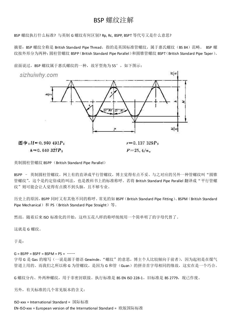 BSP螺纹执行什么标准与英制G螺纹有何区别RpRc