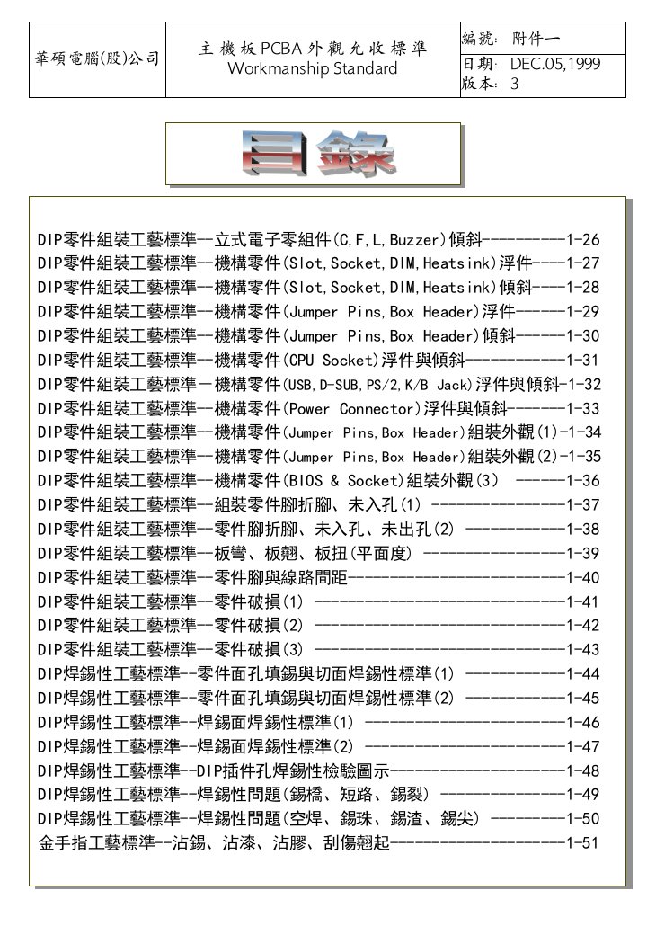 PCB外观允收标准