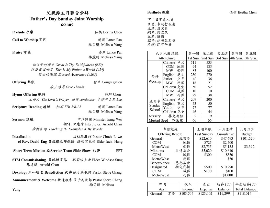 父亲节主日联合崇拜Я