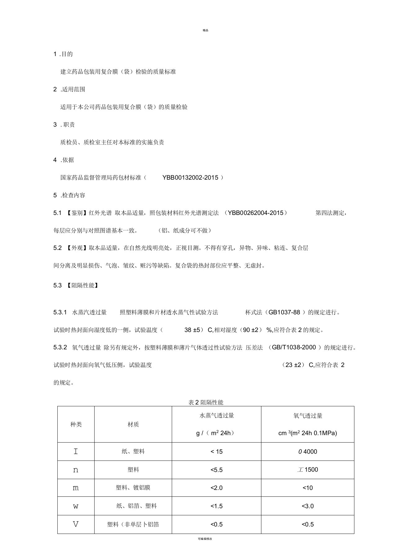 镀铝复合膜袋质量标准(一)