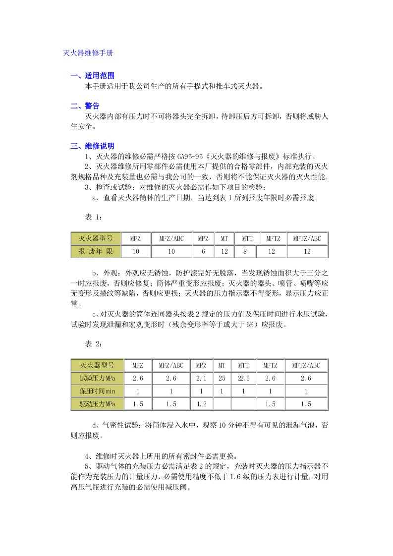 灭火器维修手册