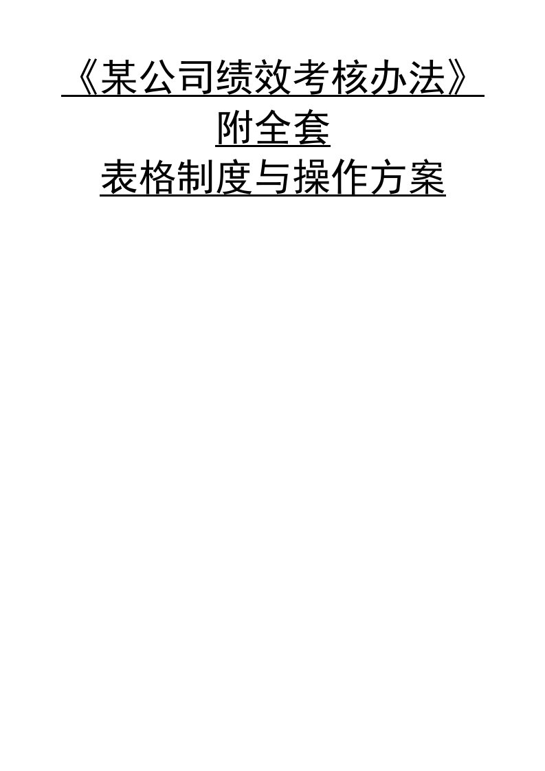 某某公司绩效考核办法内含表格制度