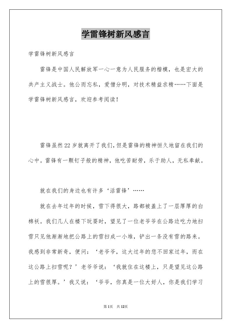 学雷锋树新风感言