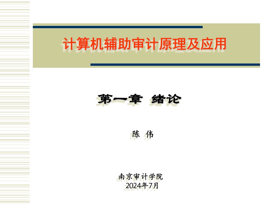 计算机辅助审计原理及应用