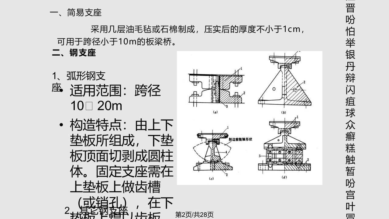 整理桥梁的支座