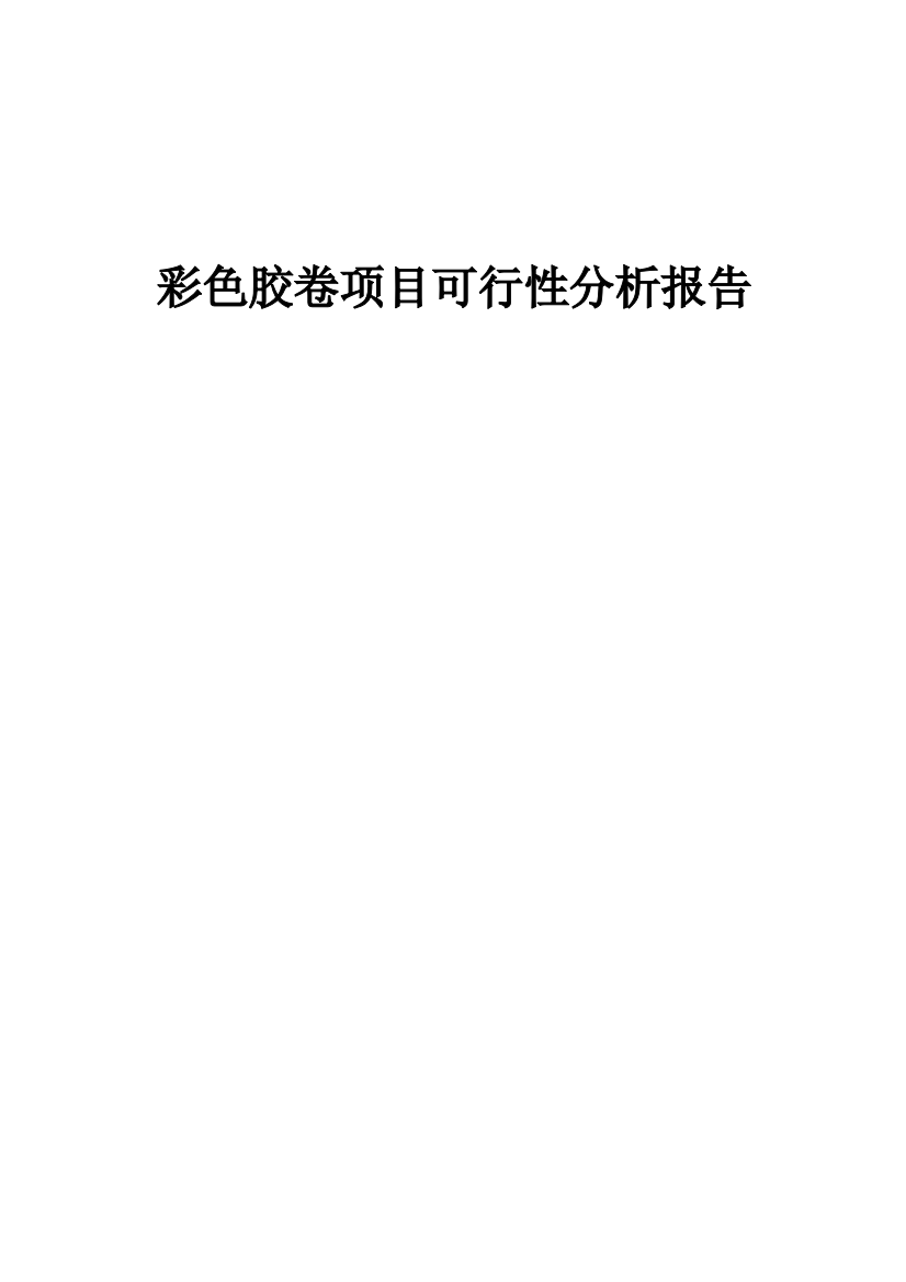 彩色胶卷项目可行性分析报告