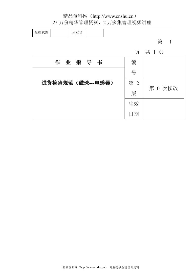 某电子公司进货检验规作业指导书（磁珠—电感器）