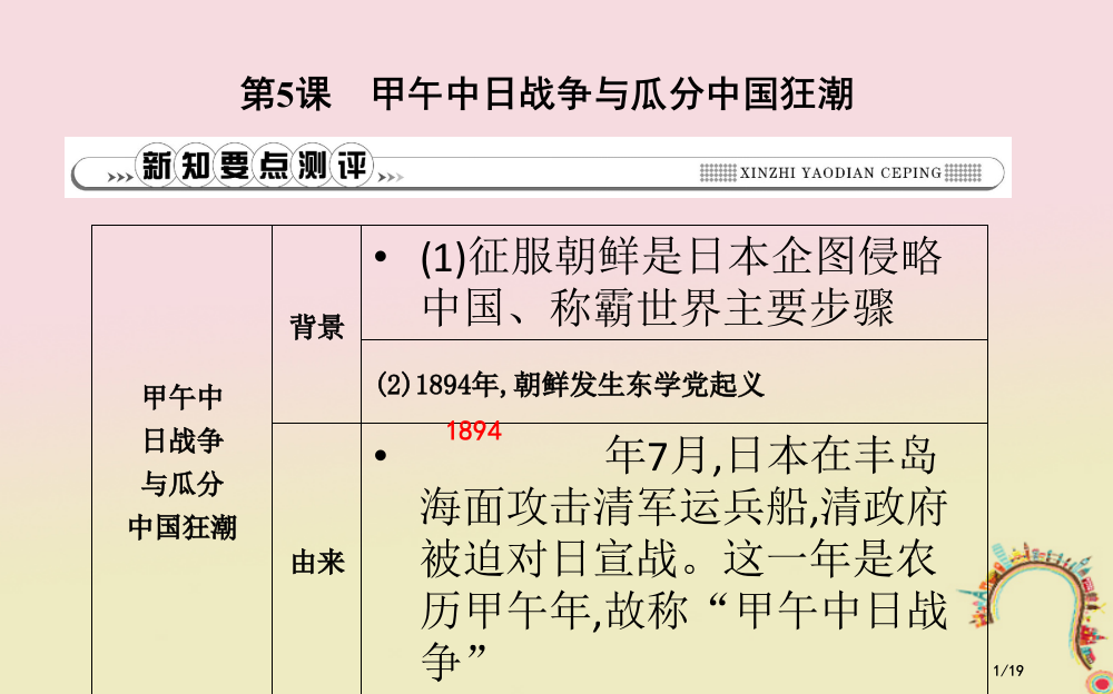 八年级历史上册第二单元近代化的早期探索与民族危机的加剧第5课甲午中日战争与瓜分中国狂潮省公开课一等奖