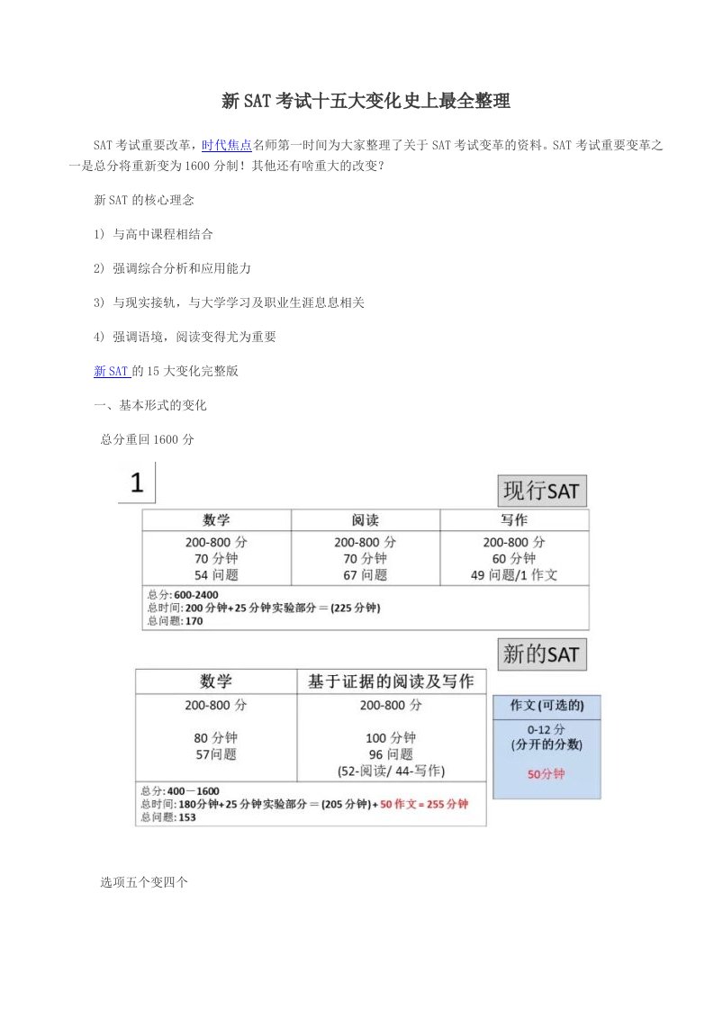 新SAT考试十五大变化史上最全整理