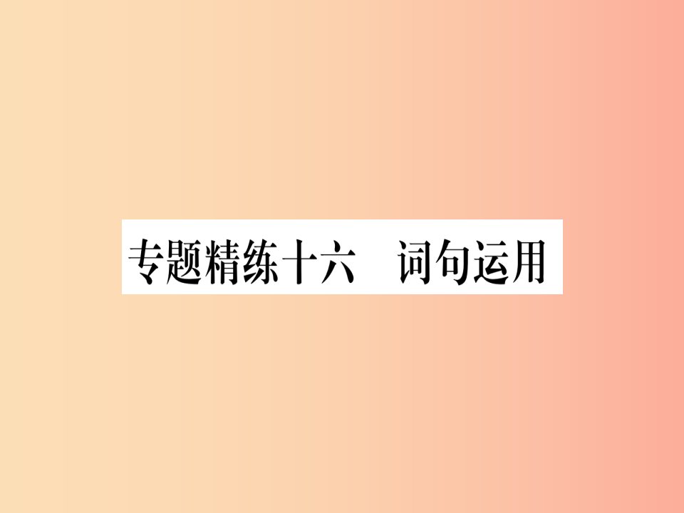 课标版2019年中考英语准点备考专题精练十六词句运用课件