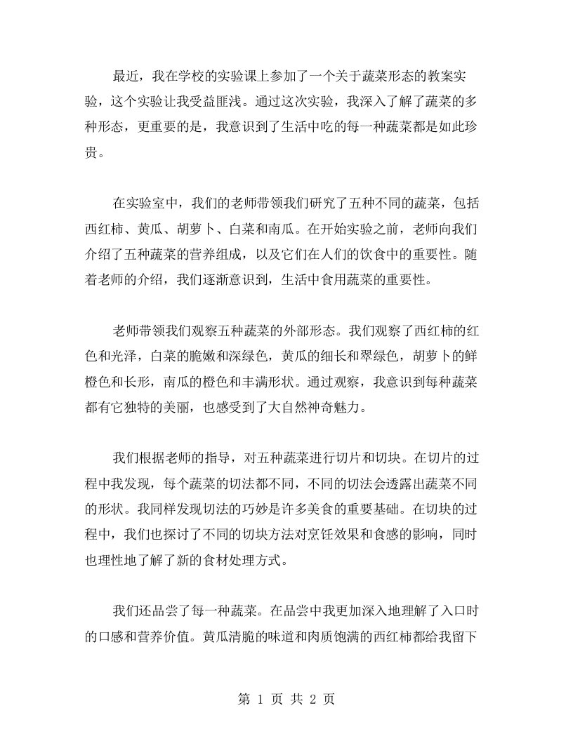 发现蔬菜的多种形态——教案实验