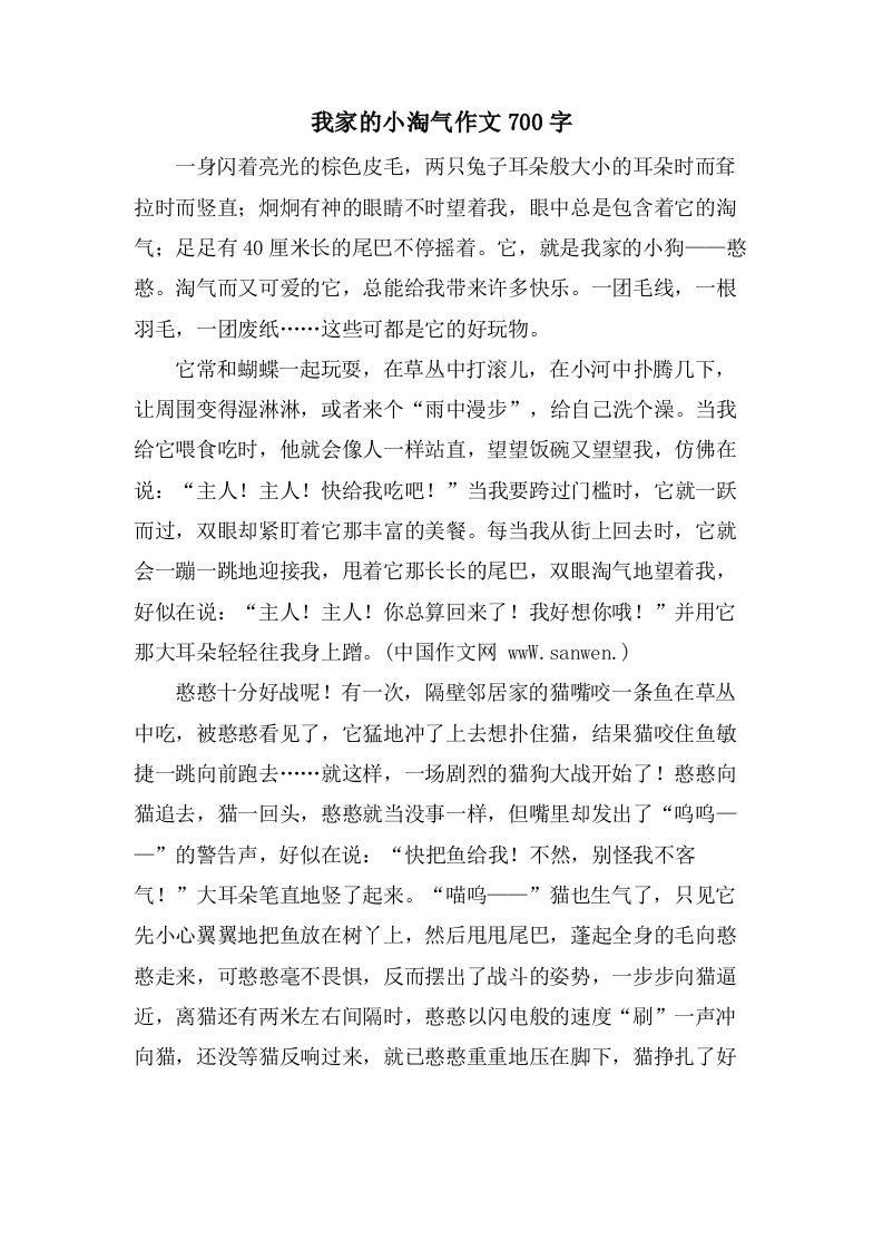 我家的小调皮作文700字