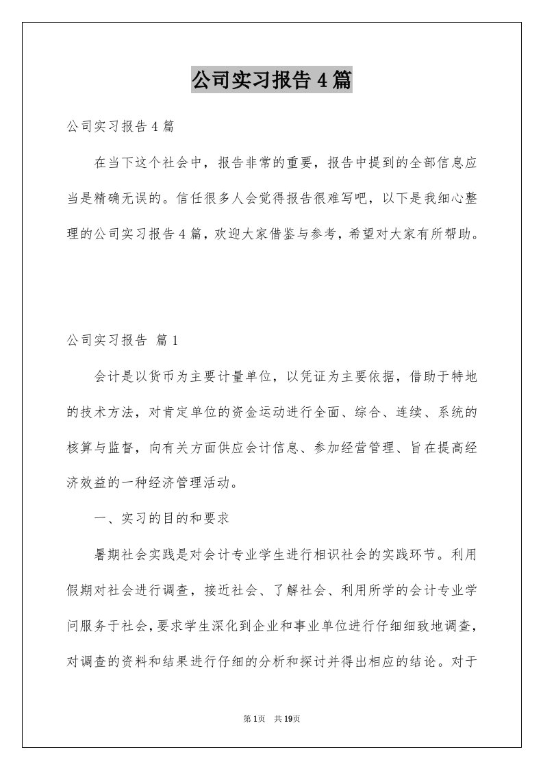 公司实习报告4篇例文6