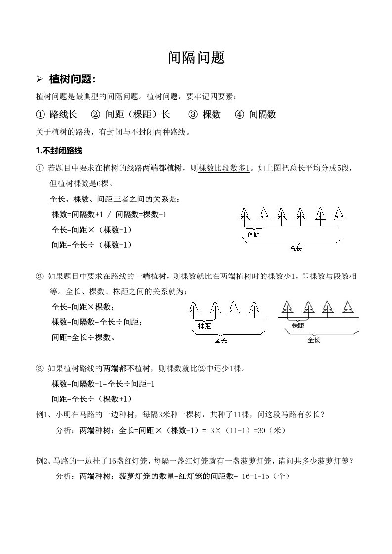 奥数知识点间隔问题