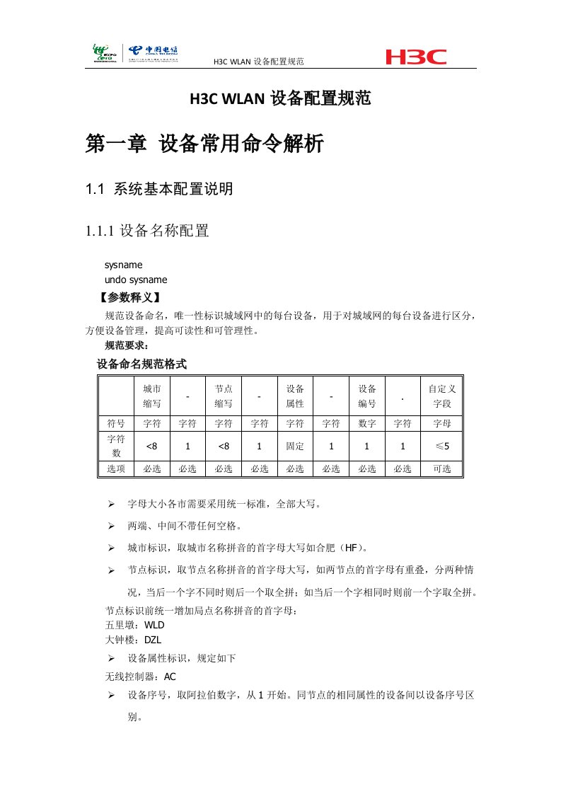 H3CWLAN设备配置规范v0