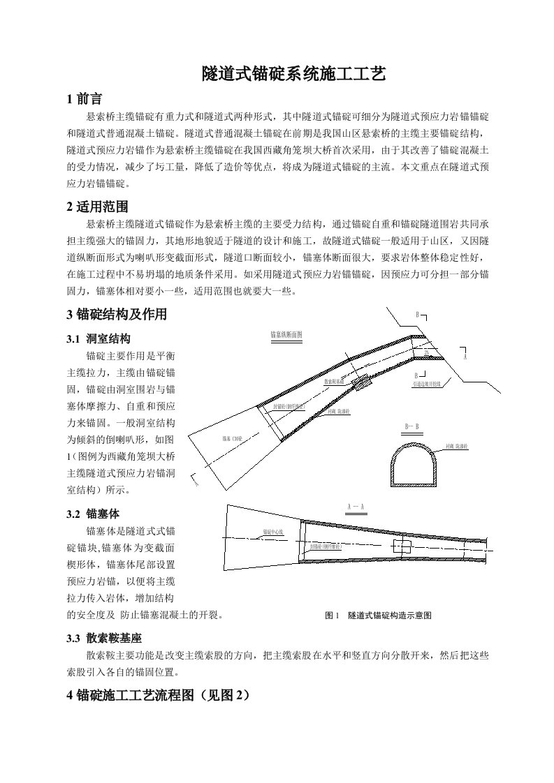 隧道式锚碇系统施工工艺