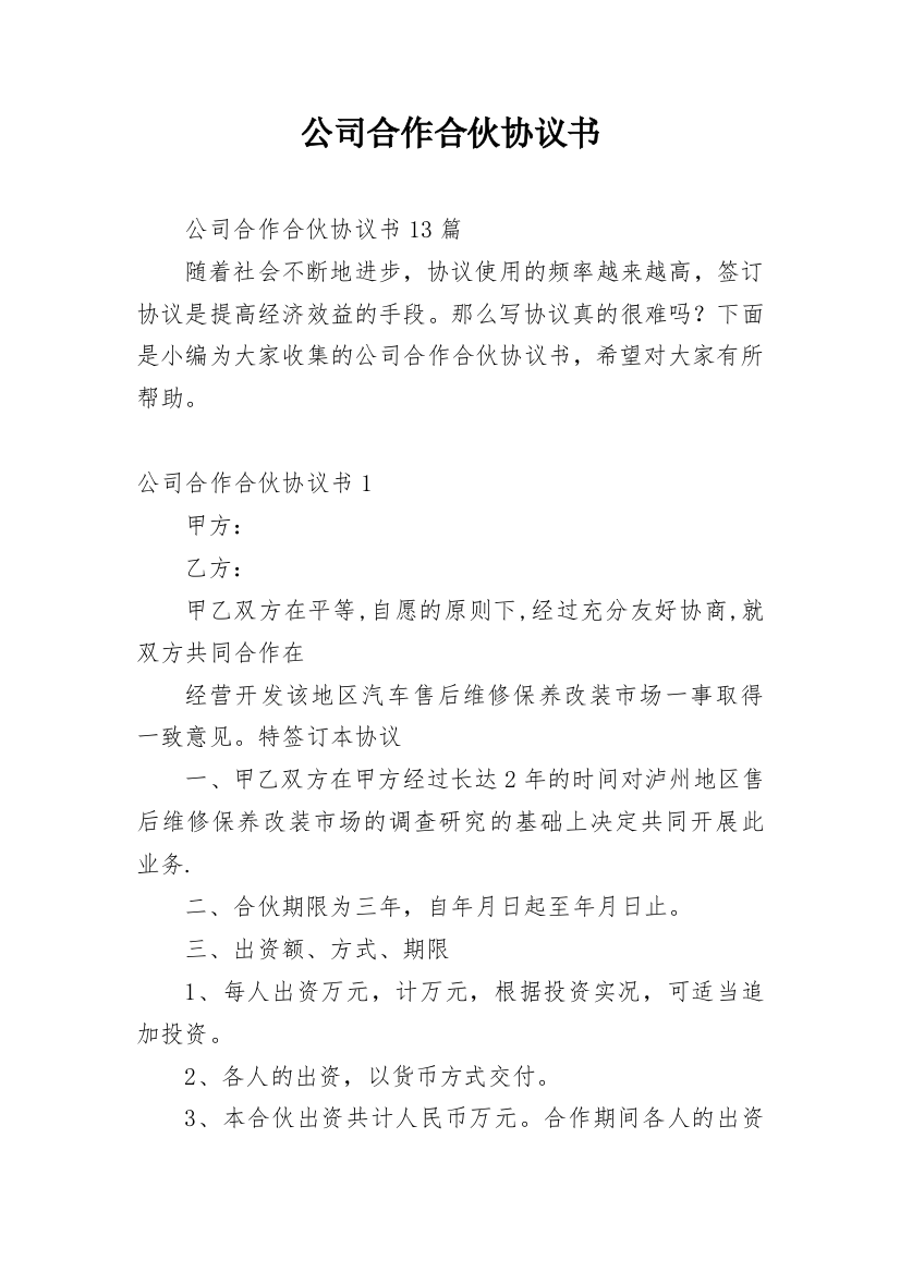 公司合作合伙协议书_12