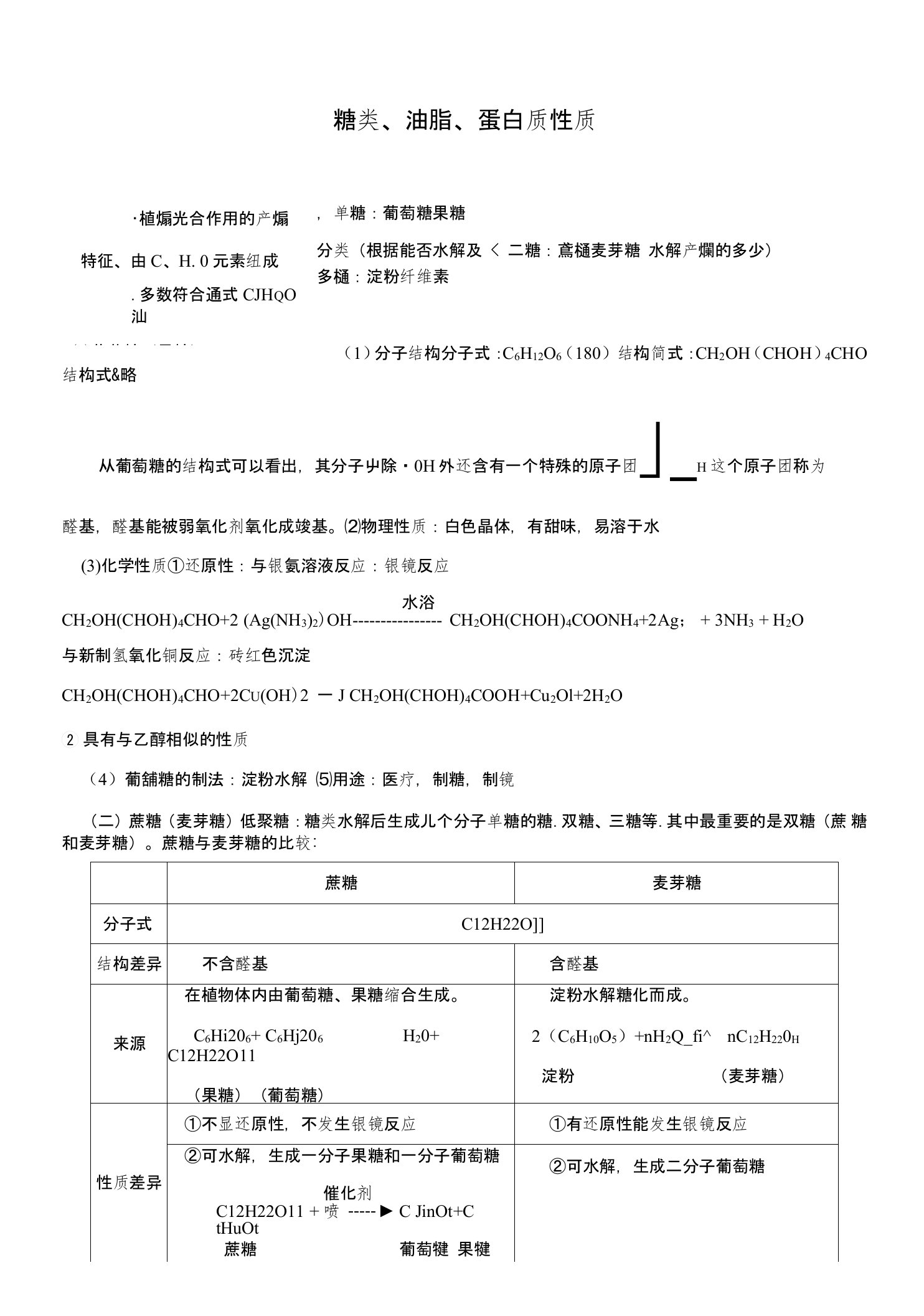 糖类油脂蛋白质教案