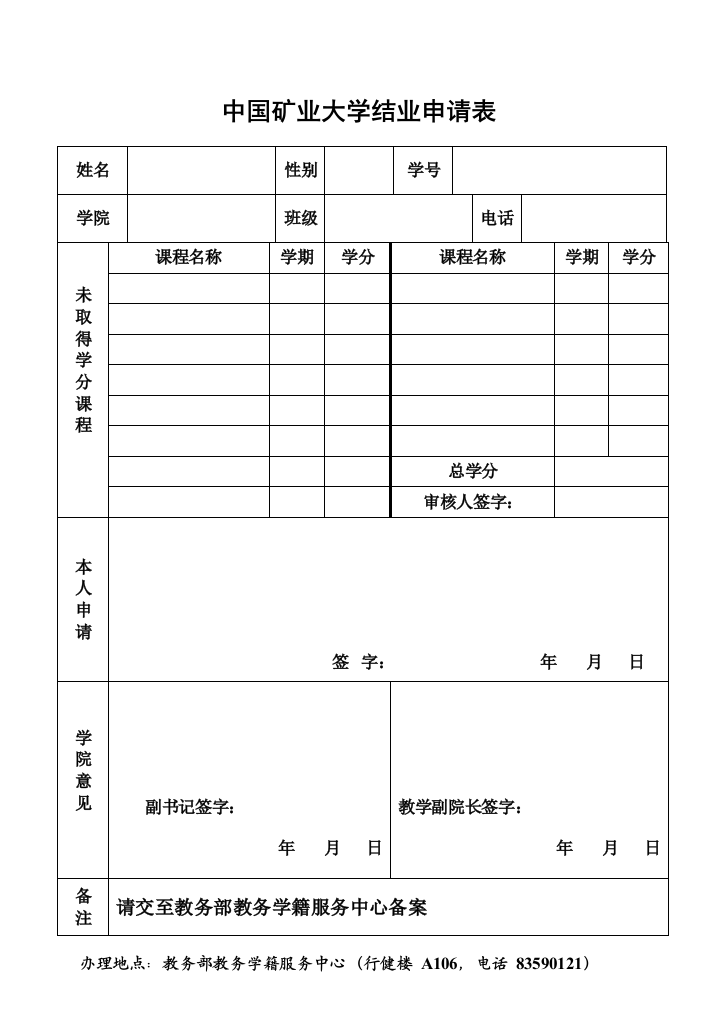 大学生结业审批表