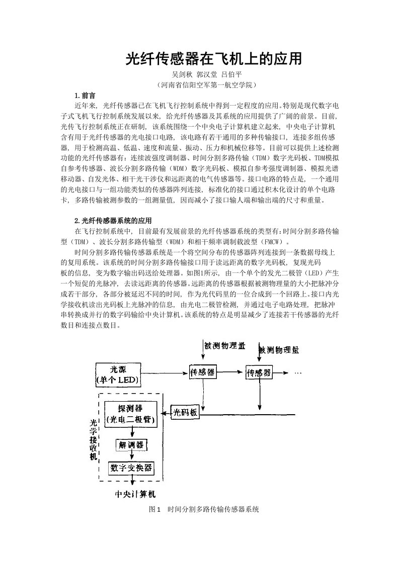 光纤传感器在飞机上的应用