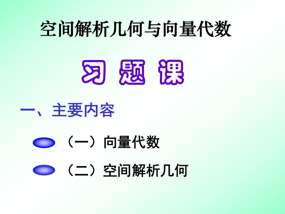 高等数学向量代数与空间解析几何总结市公开课获奖课件省名师示范课获奖课件