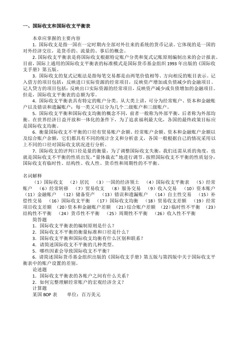 国际金融复习资料【含复习题及答案】-精品