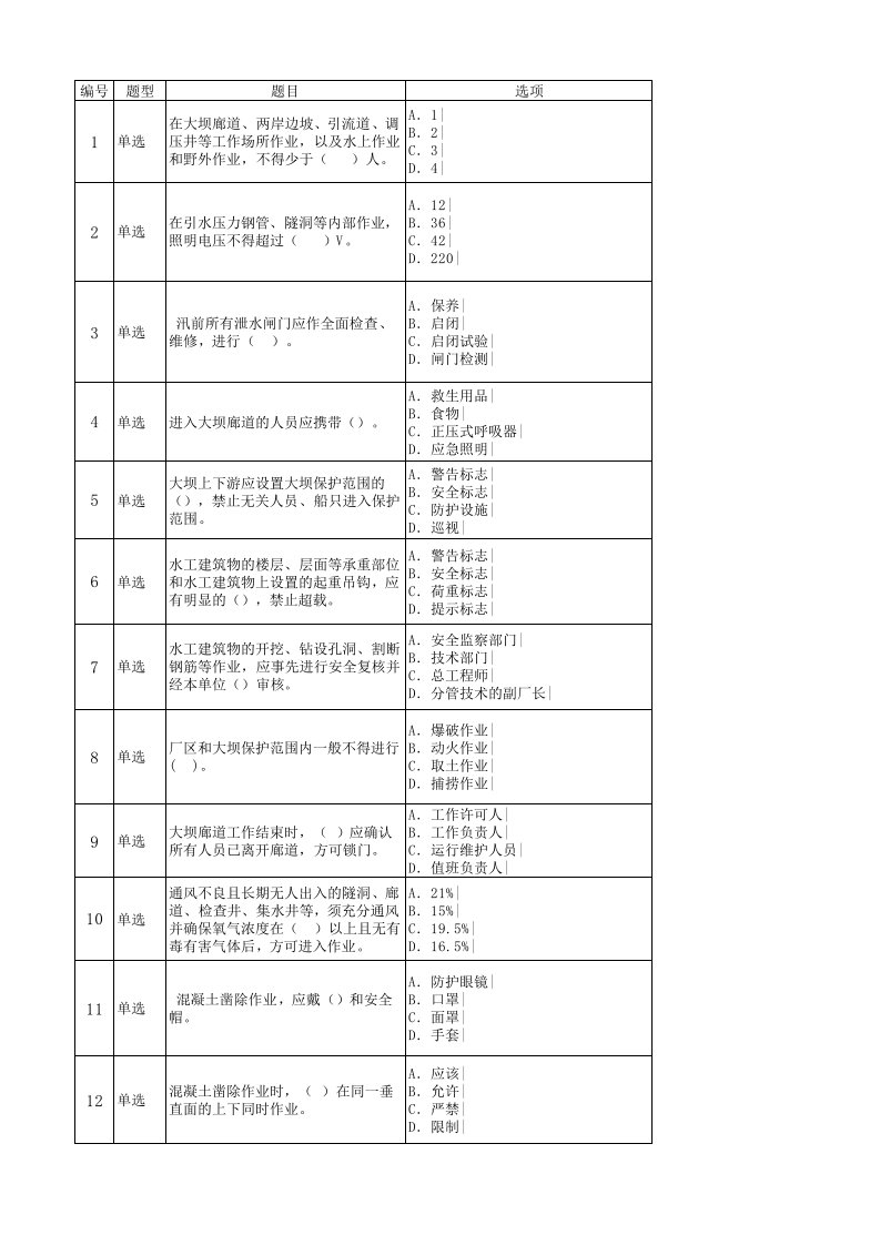 新《安规》题库水工建筑物