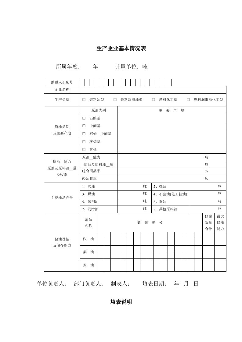 汽油、柴油消费税生产企业基本情况表