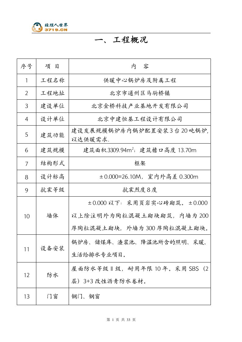 供暖中心锅炉房及附属工程施工组织设计(doc33)-工程设计