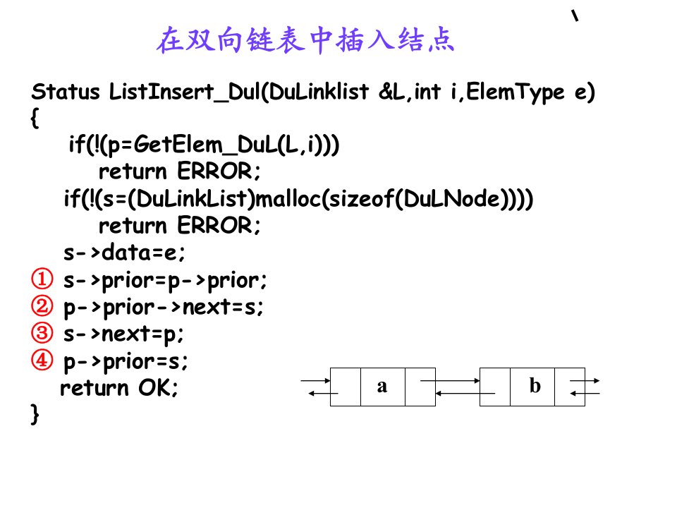 双向链表插入删除基本操作