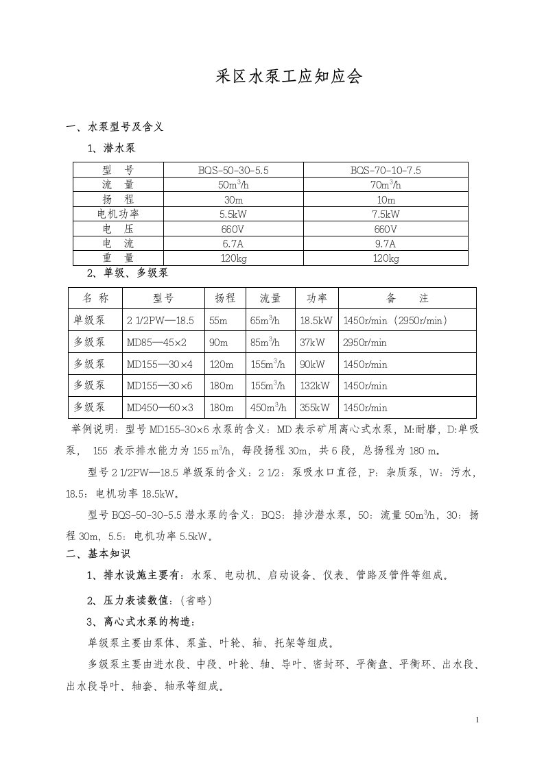 水泵工应知应会