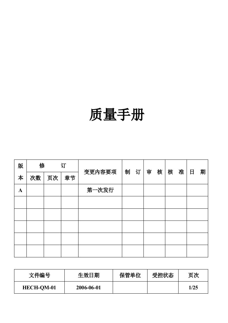 质量手册内容