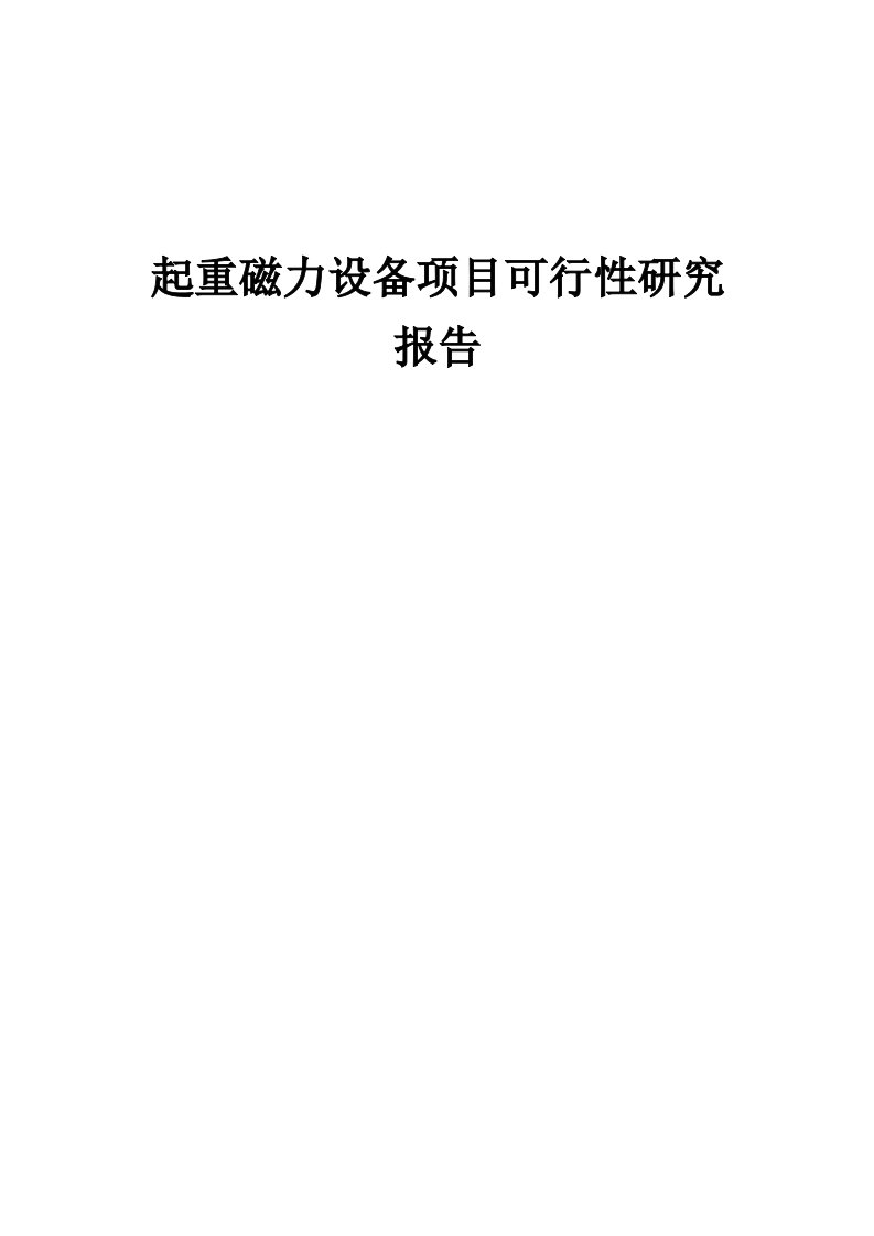 起重磁力设备项目可行性研究报告