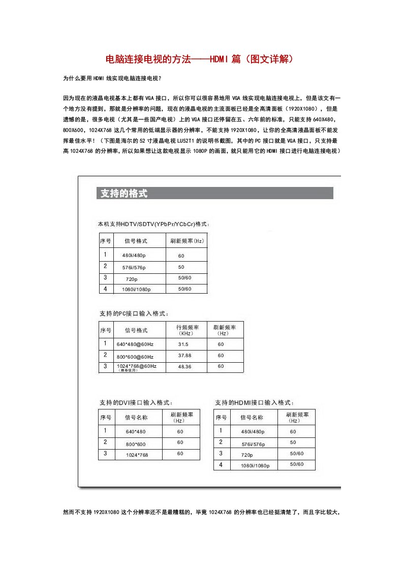 HDMI电脑连接电视的方法