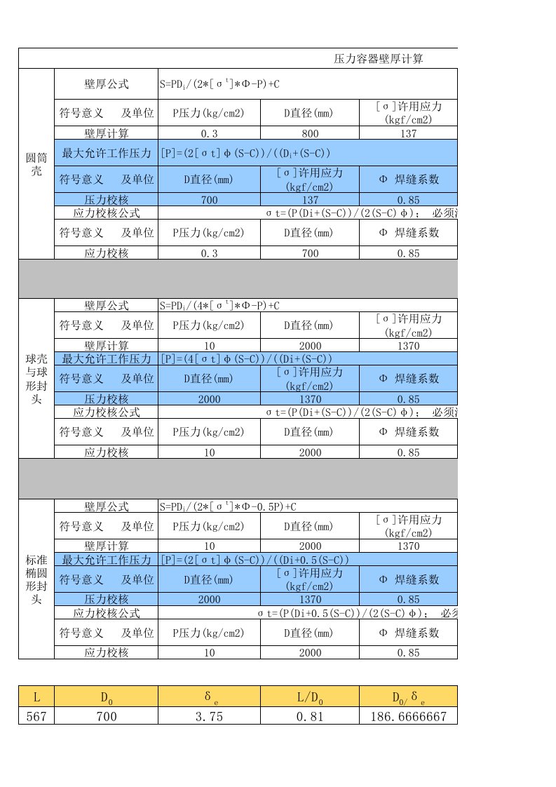 压力容器壁厚快速计算