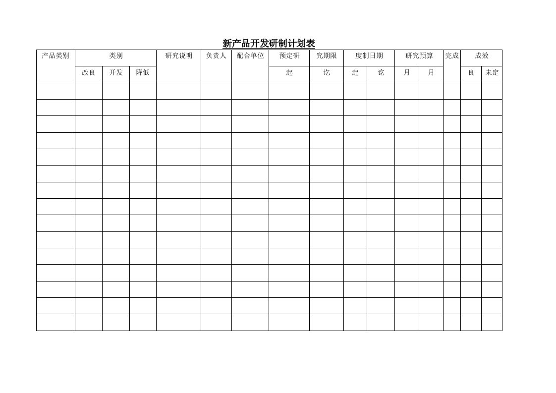 精品文档-新产品开发研制计划表