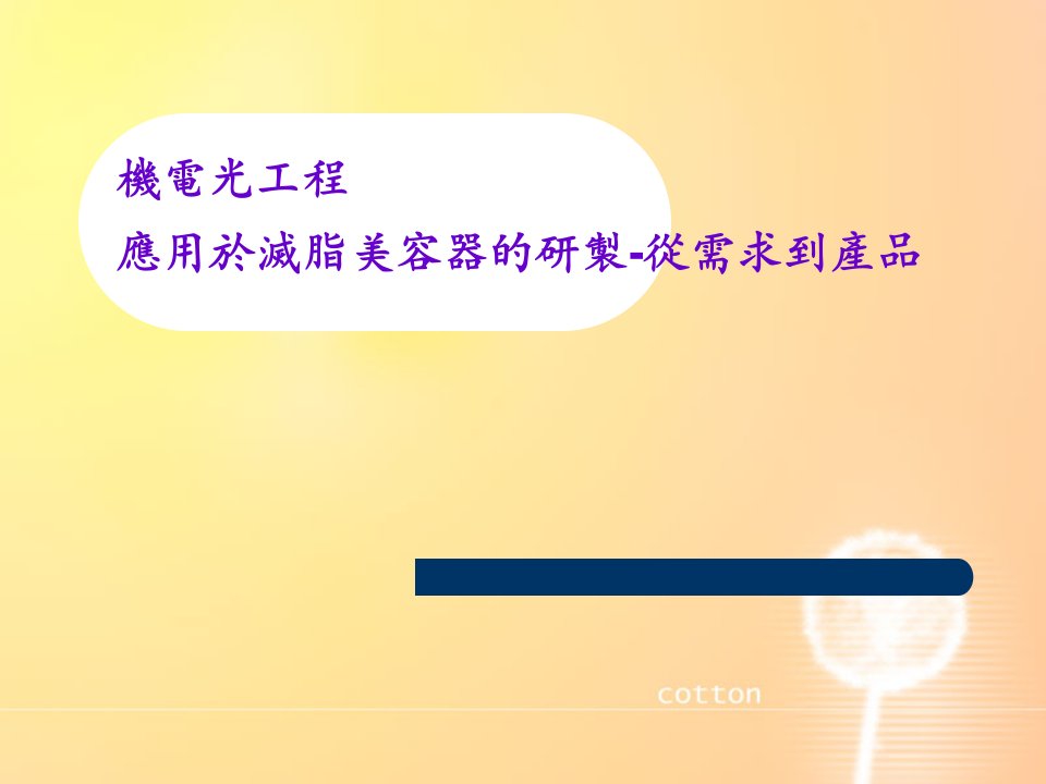 機電光工程應用於滅脂美容器的研製-從需求到產品