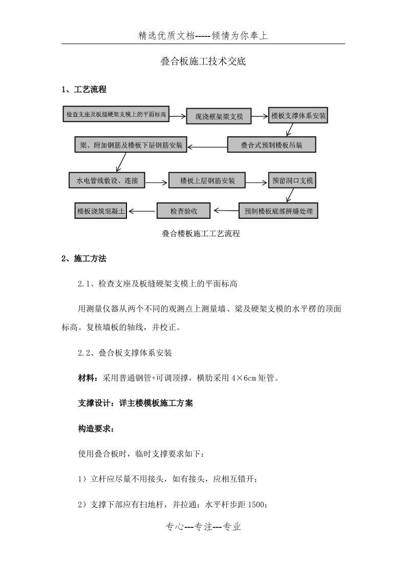 叠合板施工技术交底(共11页)