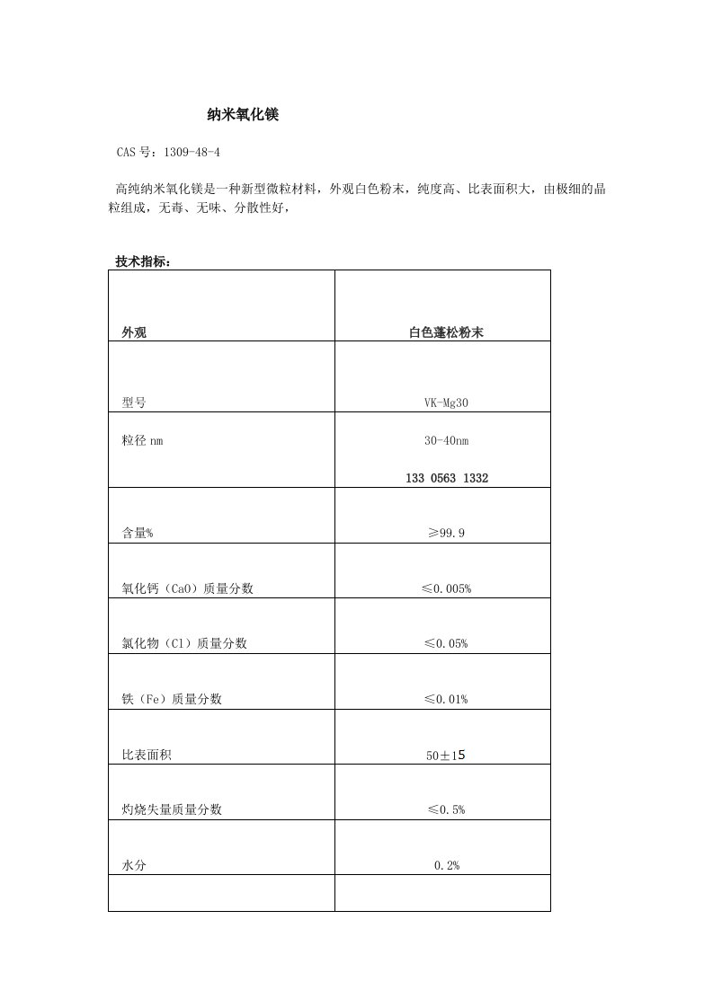 纳米氧化镁