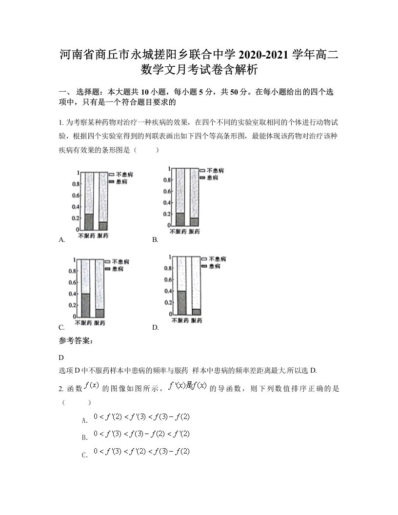 河南省商丘市永城搓阳乡联合中学2020-2021学年高二数学文月考试卷含解析