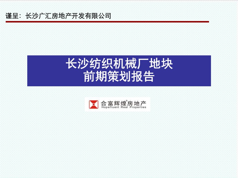 机械行业-合富辉煌长沙纺织机械厂地块前期策划报告167