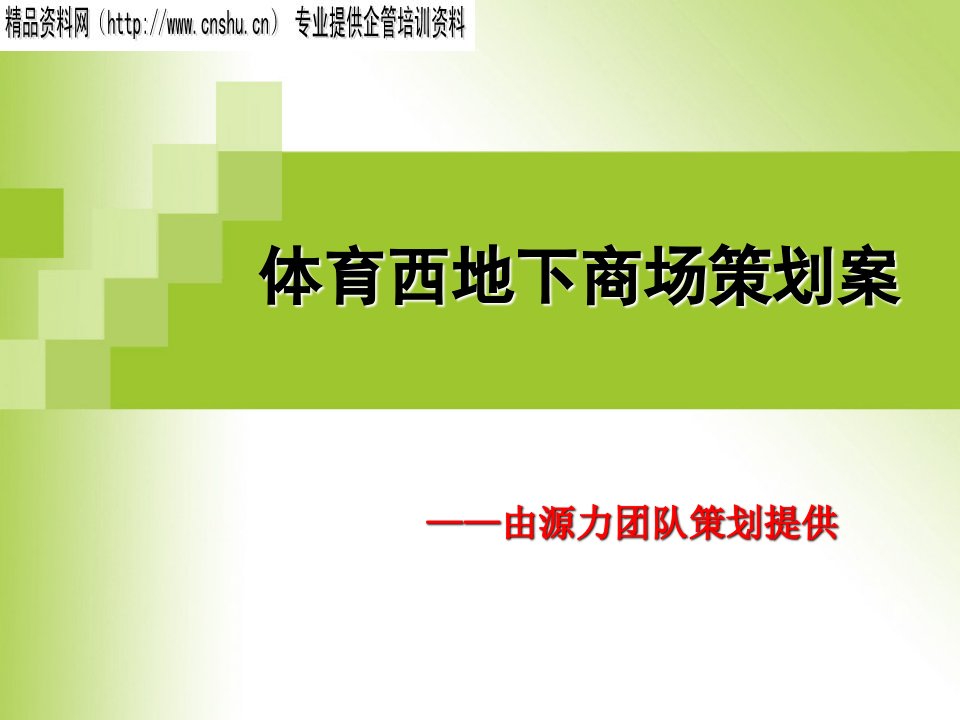 策划方案-体育西地下商场策划案——由源力团队策划提供