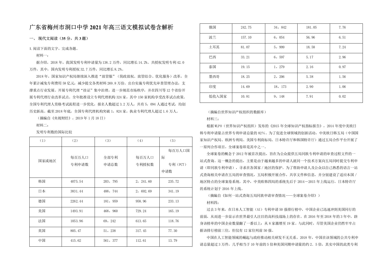 广东省梅州市洞口中学2021年高三语文模拟试卷含解析