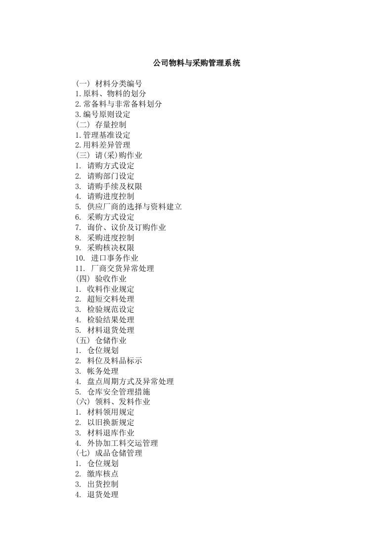 管理知识-公司物料与采购管理系统规定