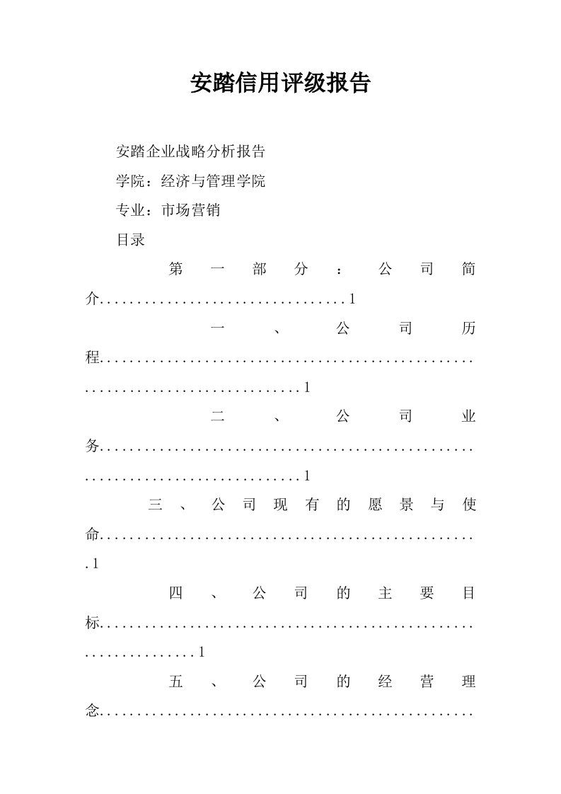 安踏信用评级报告