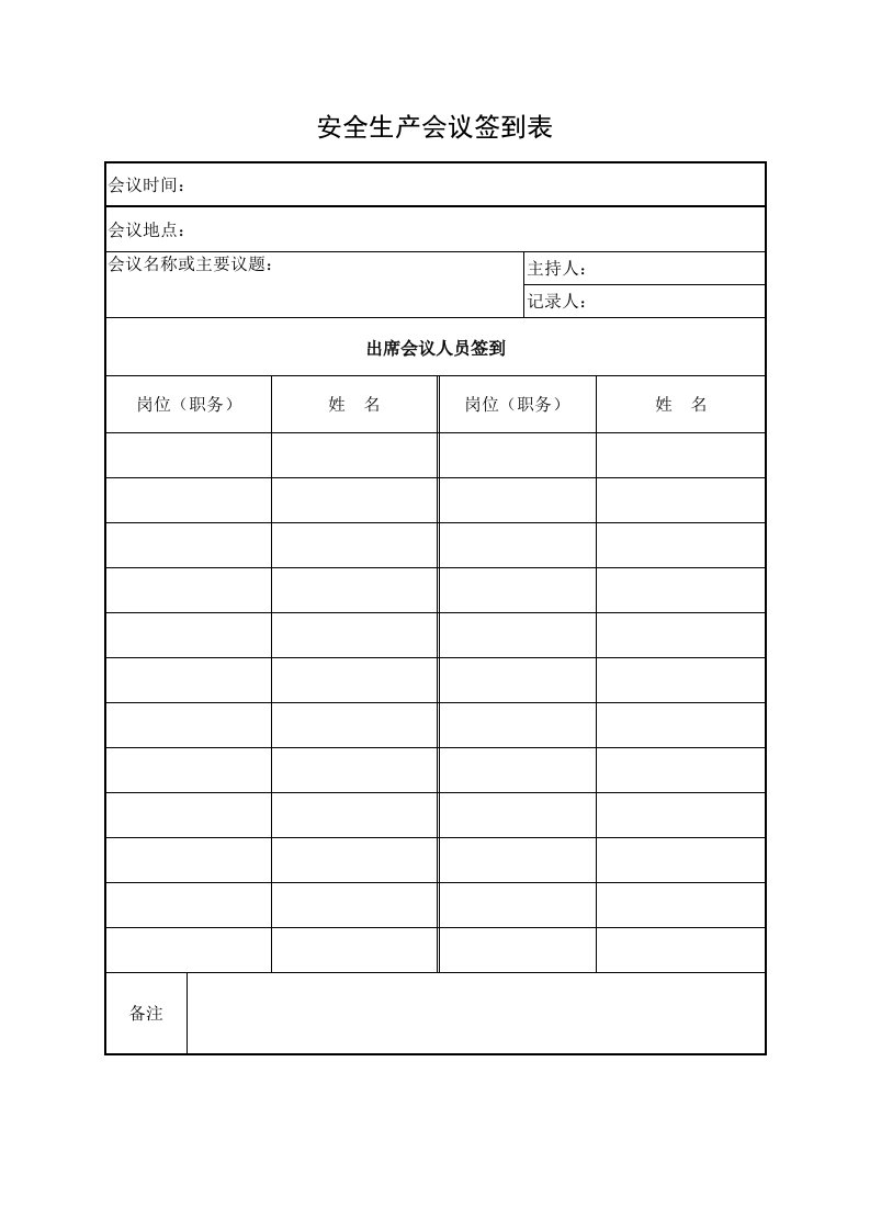 精品文档-7安全生产会议签到表